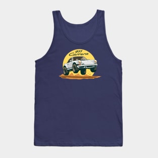 car 911 carrera offroad rally dakar white black Tank Top